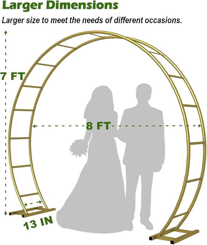 Queension Metal Wedding Arch | for Ceremony Party Decoration 8Ft Wide 7Ft High - Image 2