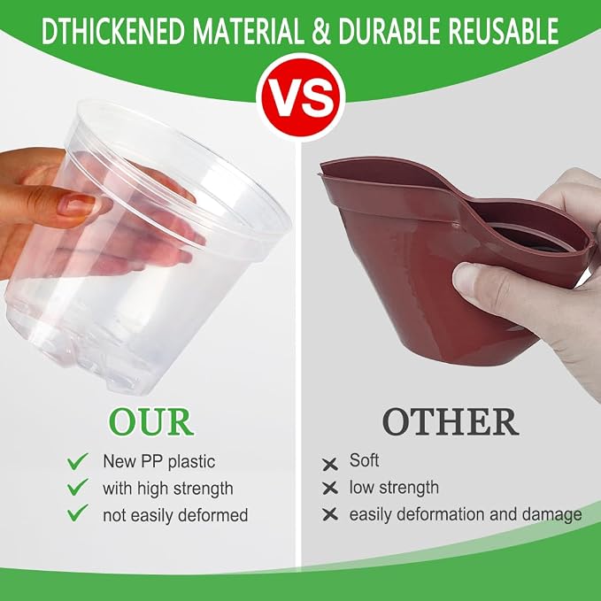 4 Inch Clear Nursery Pots for Plants, Plastic Plant Pot - Image 4