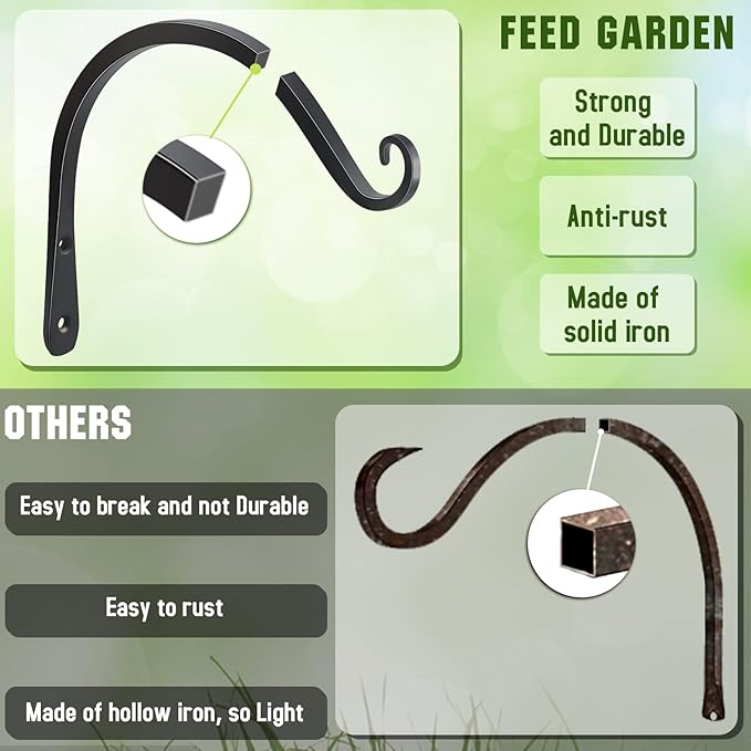FEED GARDEN 2 Pack 8 Inch Hanging Plant Bracket Wall Hooks Decorative Plant - Image 4