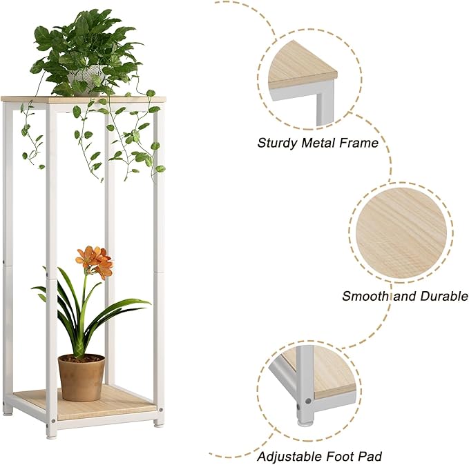 Plant Stand Indoor Corner Tall 2 Tier Metal Modern Flower Storage Plant Shelf - Image 5