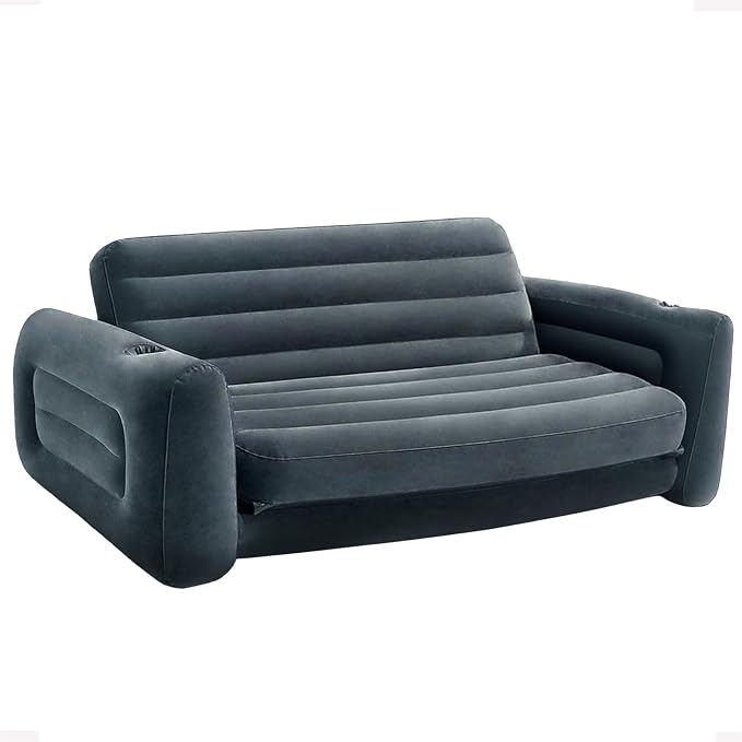 Intex Inflatable Pull-Out Sofa: Velvety Surface, 2-in-1 Valve by INTEX