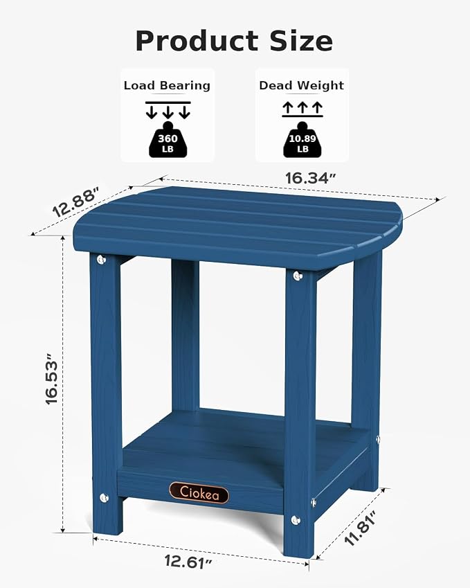 Ciokea Adirondack Outdoor Side Table, 2-Tier Sturdy Patio End Table Weather - Image 3