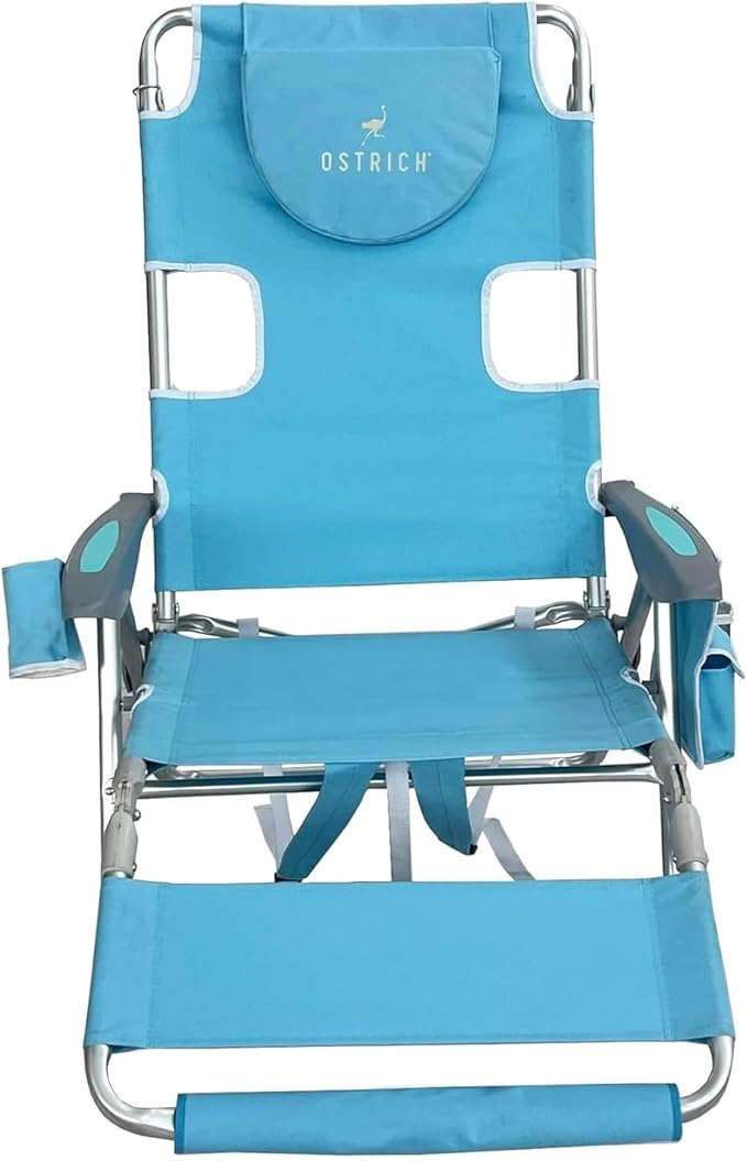 Ostrich Deluxe 3N1 Padded Beach Chair w/Face Cushion & Arm Holes, Light Blue - Image 7