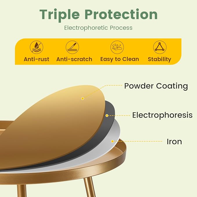 danpinera Outdoor Side Tables, Weather Resistant Steel Patio Side Table - Image 4