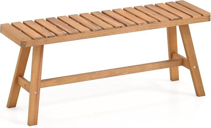 Tangkula Acacia Wood Outdoor Garden Bench, 2-Person Patio Backless Bench by TANGKULA