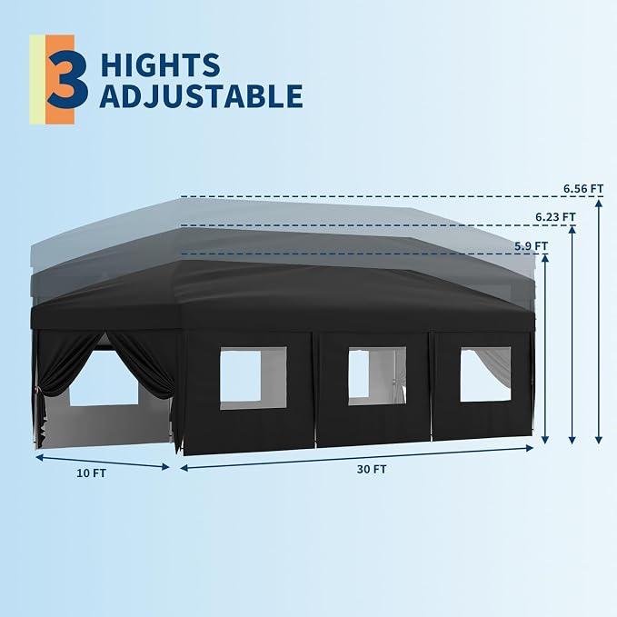 10x30 Pop Up Canopy with 8 Sidewalls - Image 4