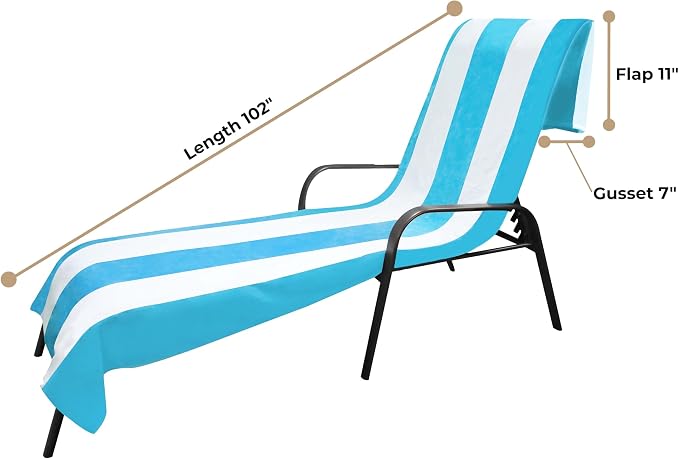 Superior Cabana Cotton Lounge Chair Cover, Outdoor Towel/Chaise Furniture Covers - Image 4