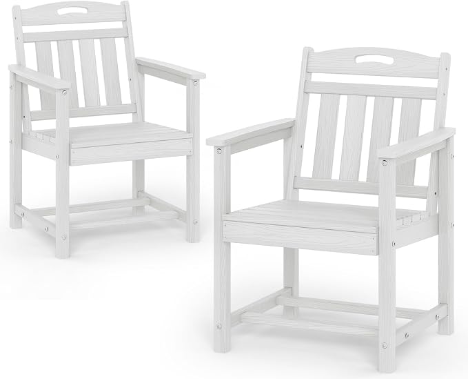 Patio Chairs Set of 2, HDPE Outdoor Dining Chairs by Suunyn