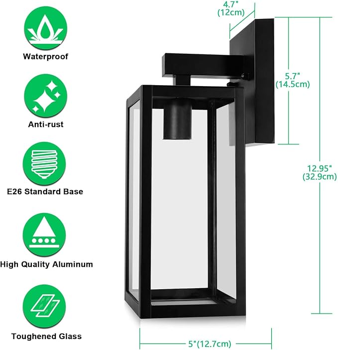 MAXvolador Outdoor Wall Lantern, Exterior Waterproof Wall Sconce Light Fixture - Image 2