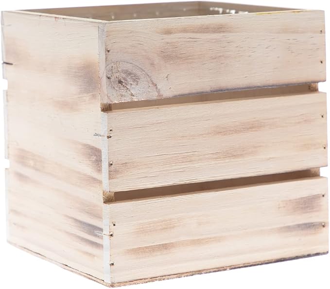 Wood Planter Box with Wine Crate Styled, 5 Inch Square, Plastic Liner, Garden - Image 8