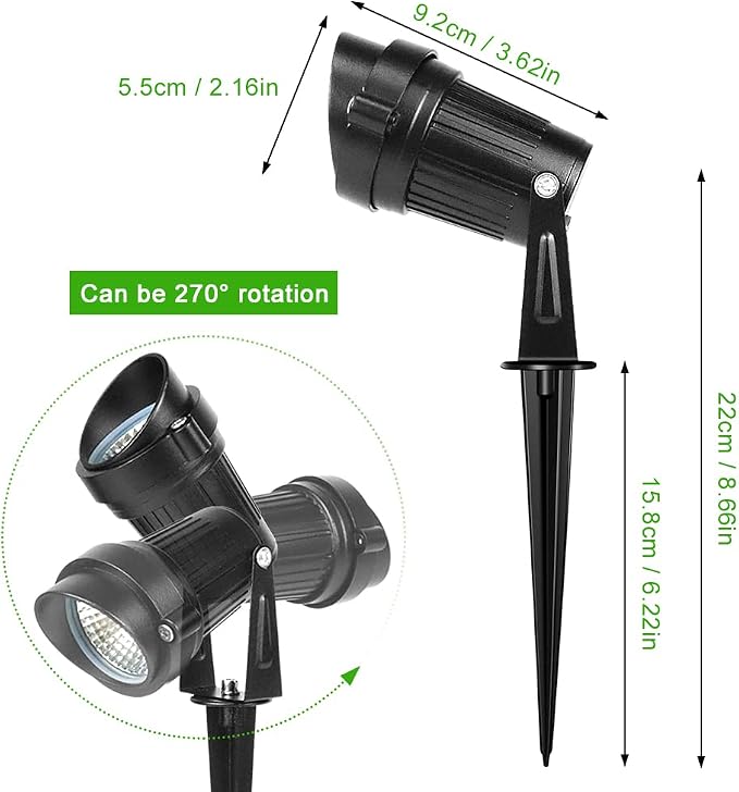 LightingWill 5W LED Landscape Lights, Warm White 3000K-3500K, Waterproof DC 12V - Image 2