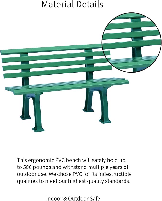 Plow & Hearth Weatherproof German PVC Outdoor Bench | Holds Up to 500 lbs | - Image 5