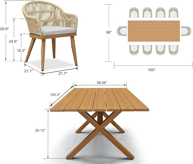 PURPLE LEAF 11 Pieces Patio Dining Set - Image 7