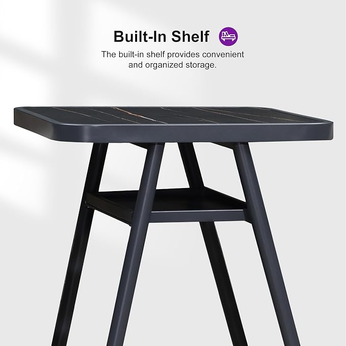 PURPLE LEAF Outdoor Aluminum Counter Height Bistro Stool Table - Image 5