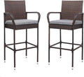 VINGLI Outdoor Bar Stools Set of 2, All-Weather Wicker Outdoor Barstools by VINGLI