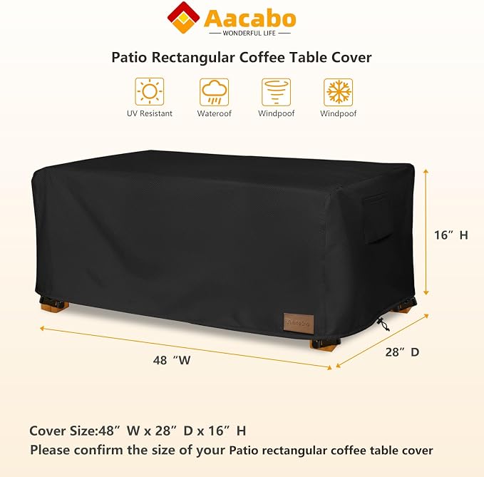 Waterproof Outdoor Coffee Table Cover, Rectangular Patio Small Side Table Cover - Image 3