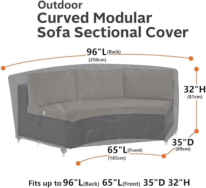 Curved Patio Furniture Cover for Outdoor Sectional Sofa, Half Moon Lawn Outside - Image 5
