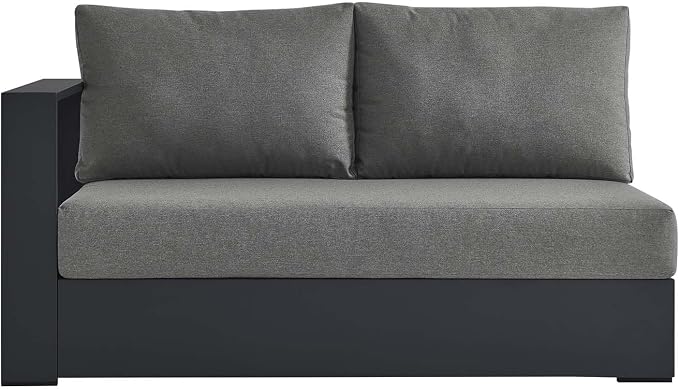 Modway Tahoe Aluminum Modular Left-Facing Outdoor Patio Loveseat in Gray - Image 6