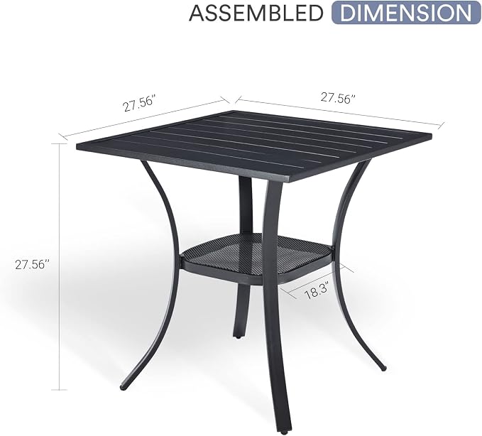 VICLLAX Small Patio Dining Table, No Umbrella Hole - Image 3