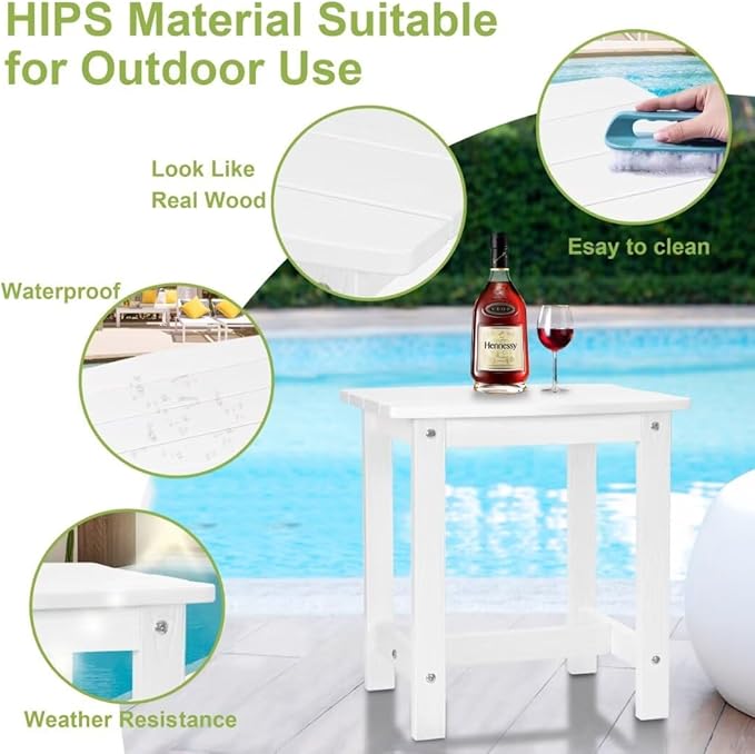 Y&M Outdoor Side Table, HIPS Adirondack Small Single Table, Waterproof Square - Image 4