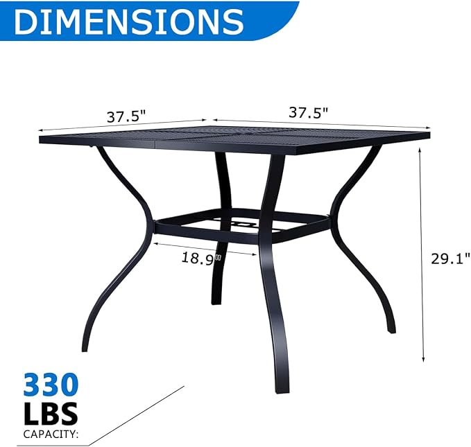 37.6'' Outdoor Patio Dining Table - Image 2