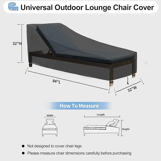 OutdoorLines Outdoor Waterproof Patio Chaise Lounge Chair Cover - Image 2