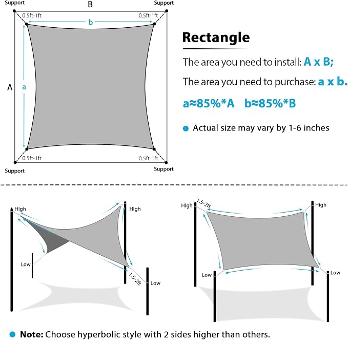Amagenix Sun Shade Sail 16'X20' Curved Edge Outdoor Shade Canopy Sand - Image 6