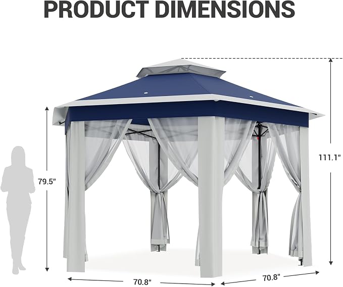 GAOMON Heavy Duty 13x13ft 6-Sided Pop-Up Gazebo Tent – Double Vented Roof - Image 7