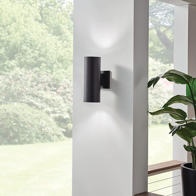 Kichler Cylinders 12" Outdoor Wall Sconce in Black, 2-Light Exterior Wall Light - Image 8