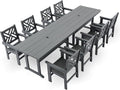 HDPE Dining Table Set for 8, 10-Piece Outdoor Table and Chairs Include 8 Dining by Unknown