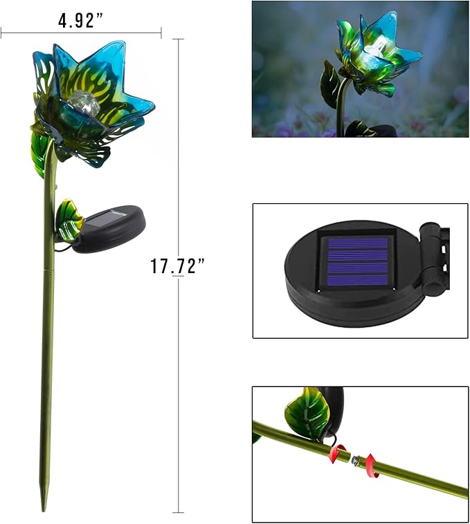 Crosslight Glass Flower Solar LED Waterproof Outdoor Garden Stake - Image 3