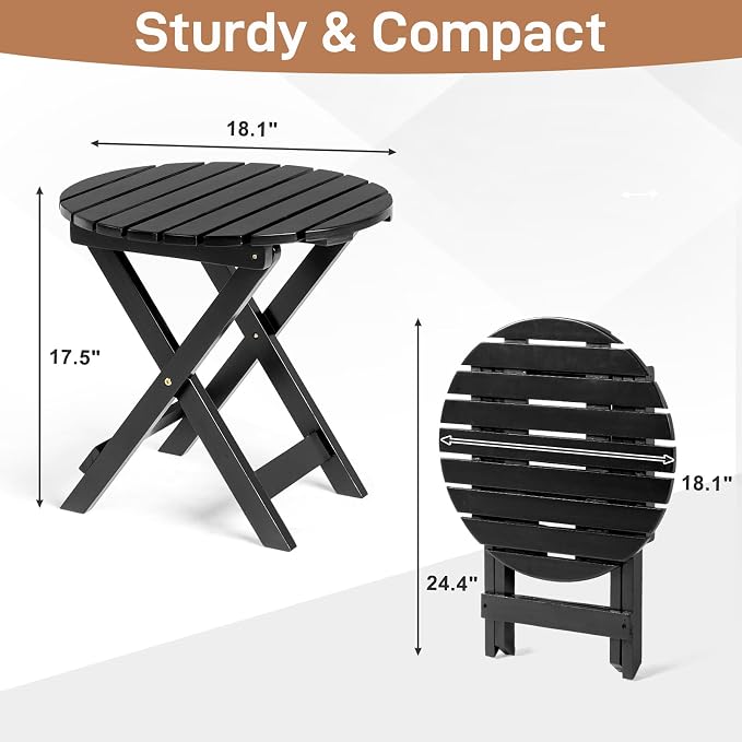 Outvita Wood Folding Side Table, Portable & Lightweight Compact Wooden Side - Image 3