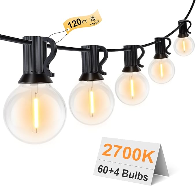 GPATIO 120FT Outdoor String Lights, Waterproof Patio Lights by AddforPatioMakeover