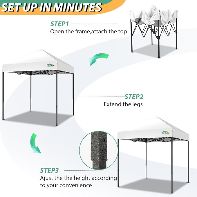 COBIZI 6.6x6.6ft Pop Up Canopy Tent, Heavy Duty Canopy Easy Set up All Weather - Image 6