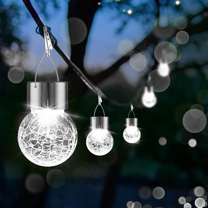 Solar Lights Outdoor Hanging Decorative Globe 8 Pack, Waterproof Solar Lantern - Image 2