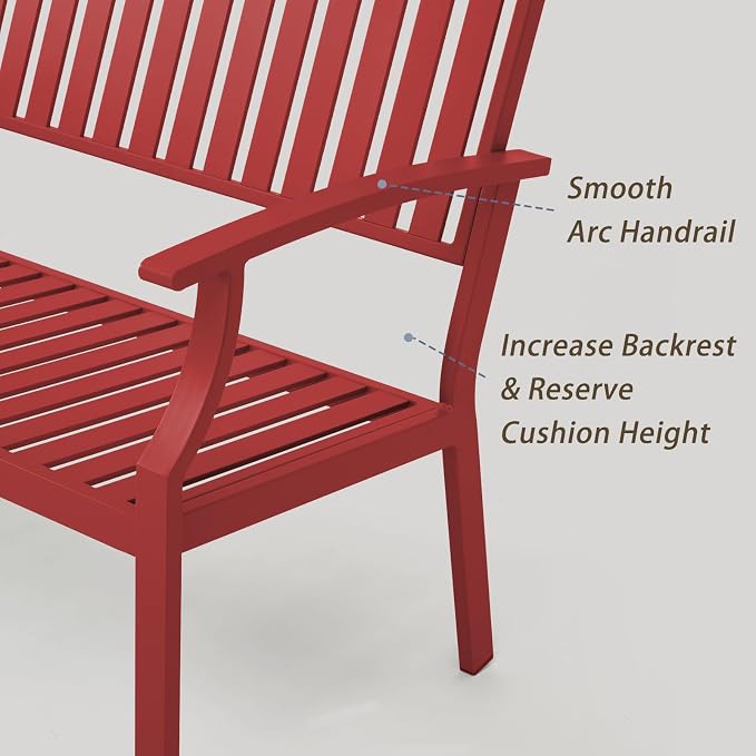 Outdoor Bench Weatherproof Aluminum Patio Garden Bench, Patio Loveseat - Image 4