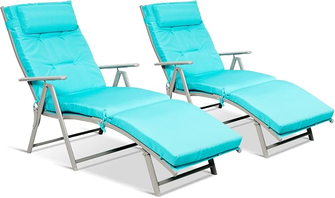 Giantex Chaise Lounge Chair for Outside, Pool Folding Reclining Beach Chair by Giantex
