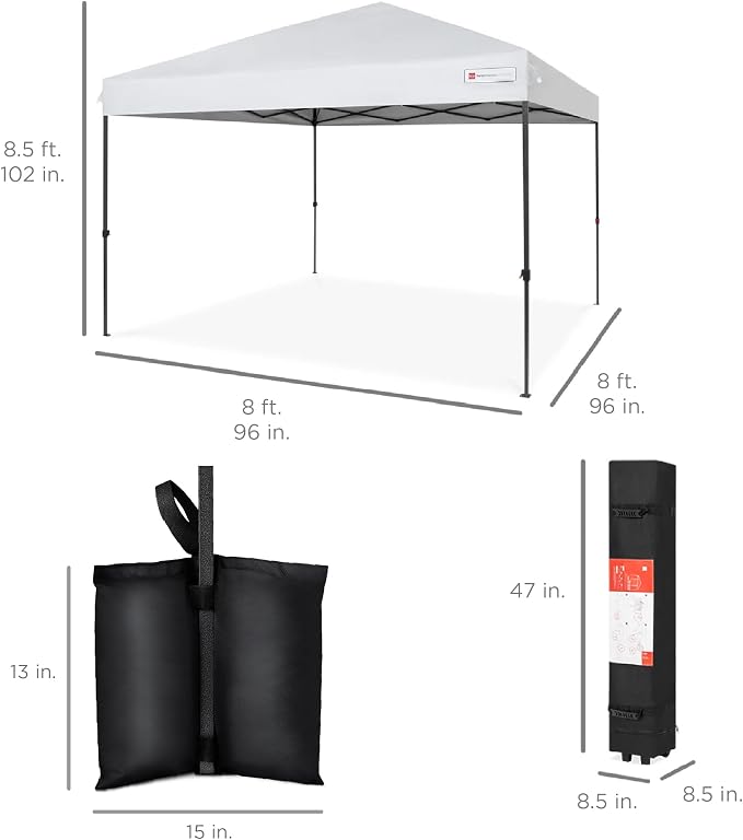 Best Choice Products 8x8ft Pop Up Canopy Tent, Outdoor Shade, 1 Person 1 Minute - Image 8