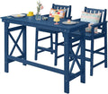 3 Pieces HDPE Outdoor Patio Bar Set, Rectangular Outdoor Bar Height Table and by SeeHill