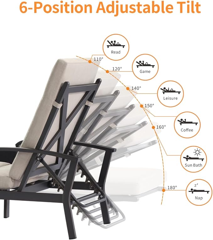 Pool Lounge Chair, Never-Rust Aluminum Outdoor Chaise Lounge - Image 3