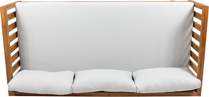 LUMISOL Outdoor Acacia Wood Daybed, Patio 3-Seater Sofa - Image 8