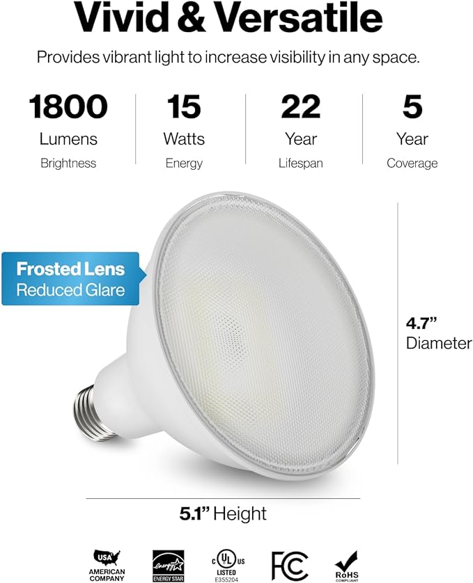 Sunco 6 Pack Outdoor Flood Light Bulbs, PAR38 LED Flood Lights Waterproof - Image 4