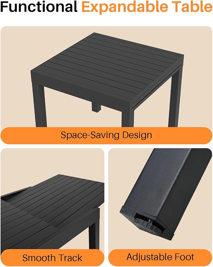 Patio Aluminum Extendable Dining Table, Rust-Free Expandable Outdoor Dining - Image 9