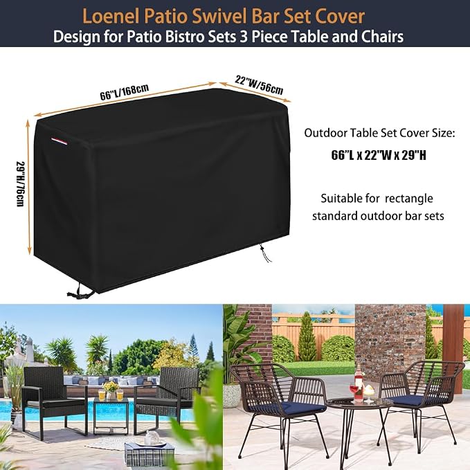 Patio Bistro Set Cover, Heavy Duty Waterproof Outdoor Table and Chairs Set Cover - Image 3