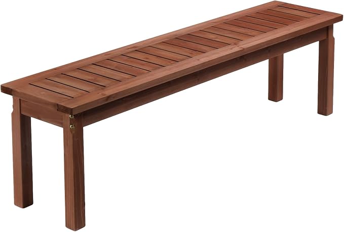 VINGLI Outdoor Wooden Bench, 62” Porch Bench Outdoor Backless Garden Bench by VINGLI