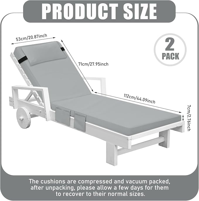 Tondiamo 2 Set Outdoor Chaise Lounge Cushions - Image 2