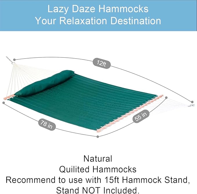 Lazy Daze Hammocks 12 FT Double Quilted Fabric Hammock - Image 2