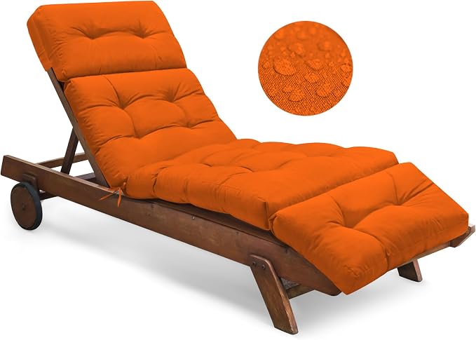 Waterproof Outdoor Chaise Lounge Cushion 74.4 x 22 x 4.7 Inches Memory Foam by Tycdiose
