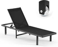Lounge Chair Outdoor with Wheels, Aluminum Patio Chaise Lounge Chair with 5 by Oasbira