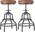 LOKKHAN Industrial Bar Stools-Swivel Leather Metal Bar Stool-20-27 Inch Tall by LOKKHAN